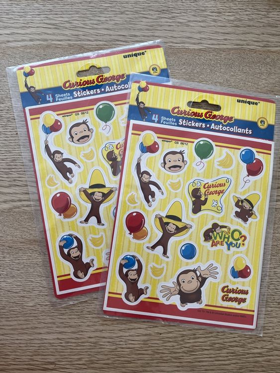 2x 4 sheets of Curious George stickers / autocollant | Kaufen auf Ricardo