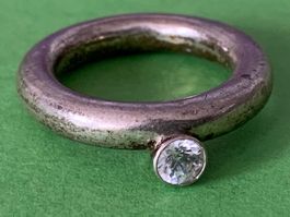 Silberring gross mit weissem Stein! (51)
