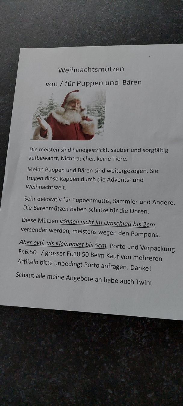 Giocattoli: Teddy Bär Weihnachts Mütze  – Nuovo (secondo la descrizione) da Muri AG venduto da nindo1 1