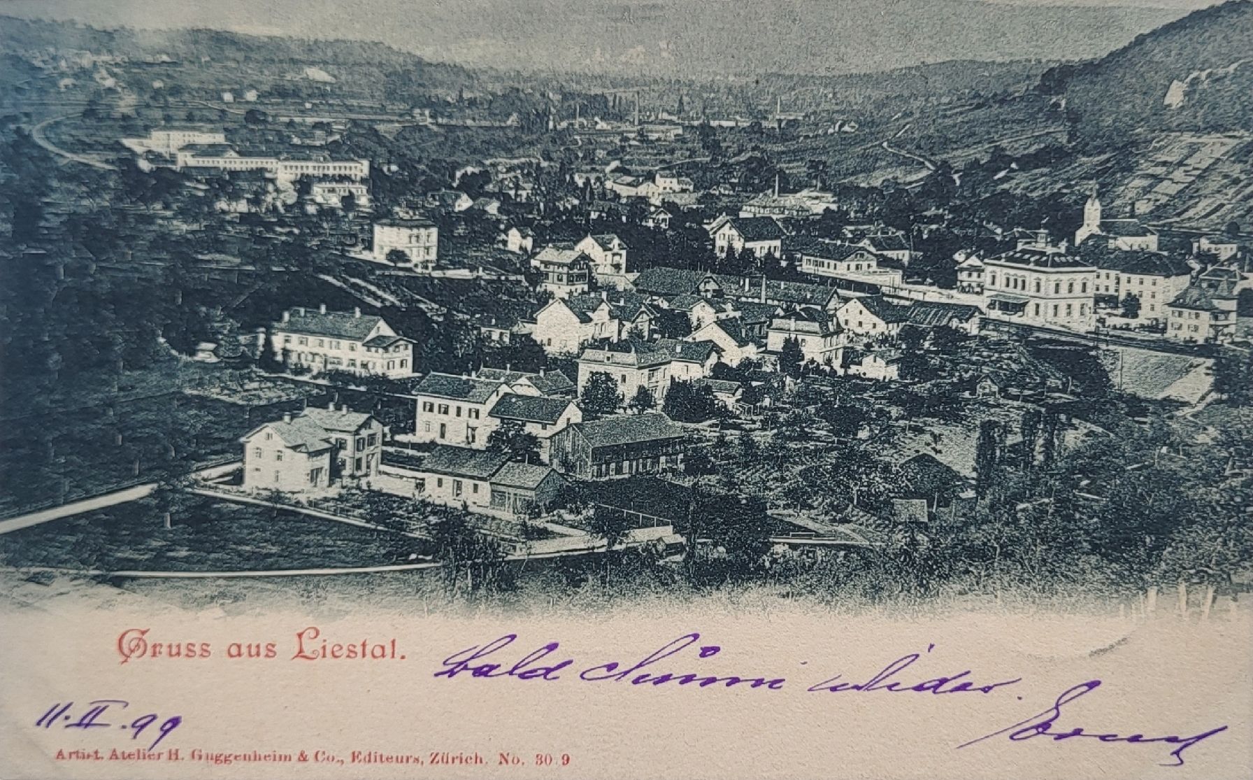 Ansichtskarten: Liestal, 1899, gelaufen – Gebraucht aus Herisau von dan_87rp