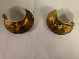 Decorazione Artigianale Porcellana R * 2 Tasse  & Untertasse
