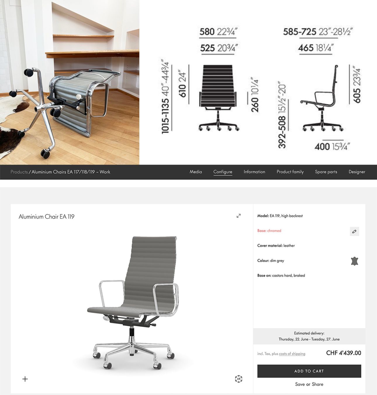 Herman Miller Sedie: Silbern Lederstuhl EA119 von Herman Miller Eames 6st verf. – Usato da Basel venduto da Josy_Baker_1906 1