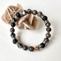 Edelstein Armband Obsidian Schneeflocke rot
