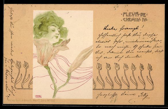 Ansichtskarten: Raphael Kirchner: Fleur de Chemin IV, Fr – Gebraucht aus Berlin von bartko-reher