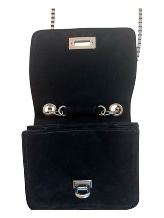 Sac MAJE noir en suédine avec chaîne argentée