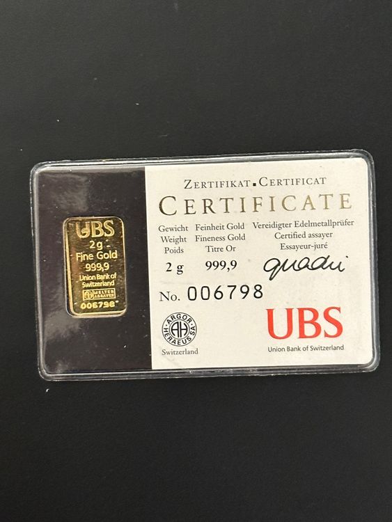 Goldbarren 2g UBS Bank Kinebar | Kaufen Auf Ricardo