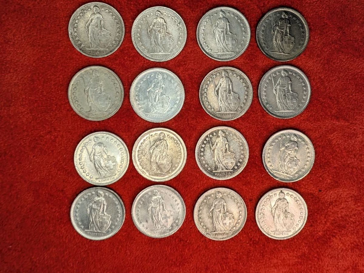 Alle Münzen: 16x 50 Rappen Schweiz, Silber – Gebraucht aus Oberbüren von Kickflip95 1