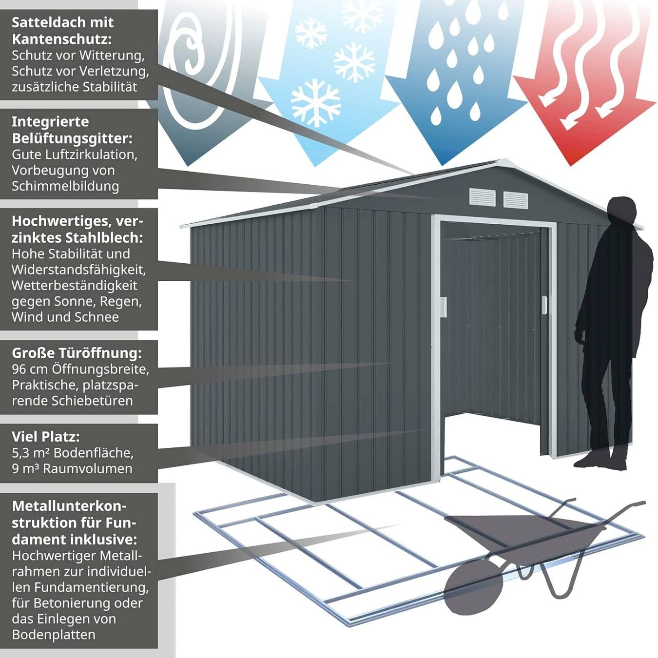 Gartenhäuser & Gewächshäuser: HATTORO S200 Gerätehaus 7,3 m³ Anthrazit – Neu und originalverpackt aus Bottighofen von zaap 3
