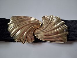 Ceinture stretch noire et dorée 