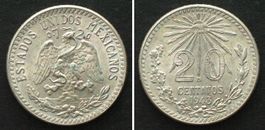 MEXICO. 20 Centavos 1943, silver, UNC unz