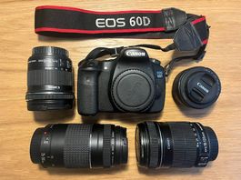 Canon EOS 60D (low shutter count) kit & 4 lenses