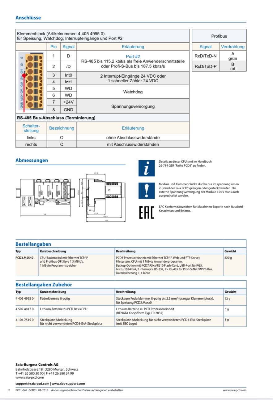 Steuerung: Saia Burgess CPU Basismodul / PCD3.M5540 – Gebraucht aus Romanshorn von DonRicardoo 3