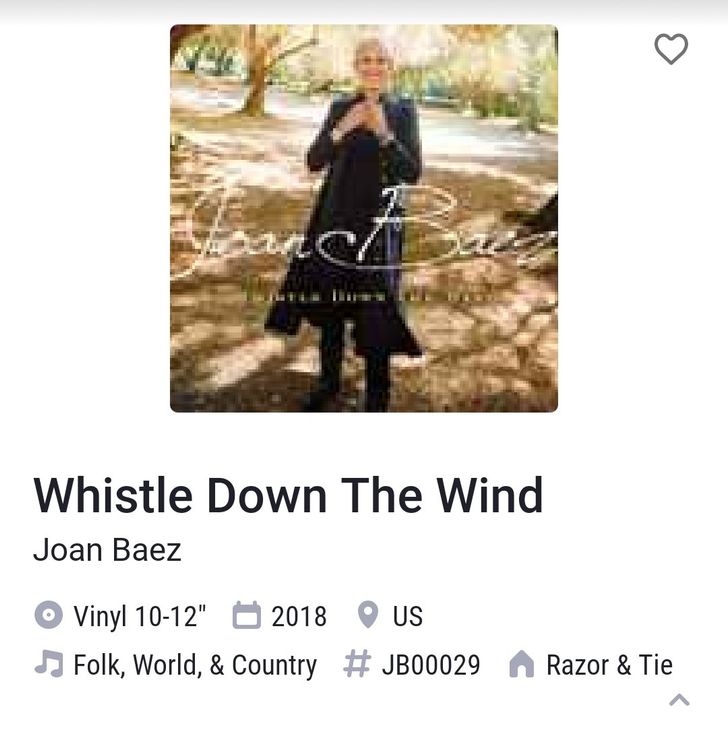 Joan Baez Whistle Down the Wind Kaufen auf Ricardo