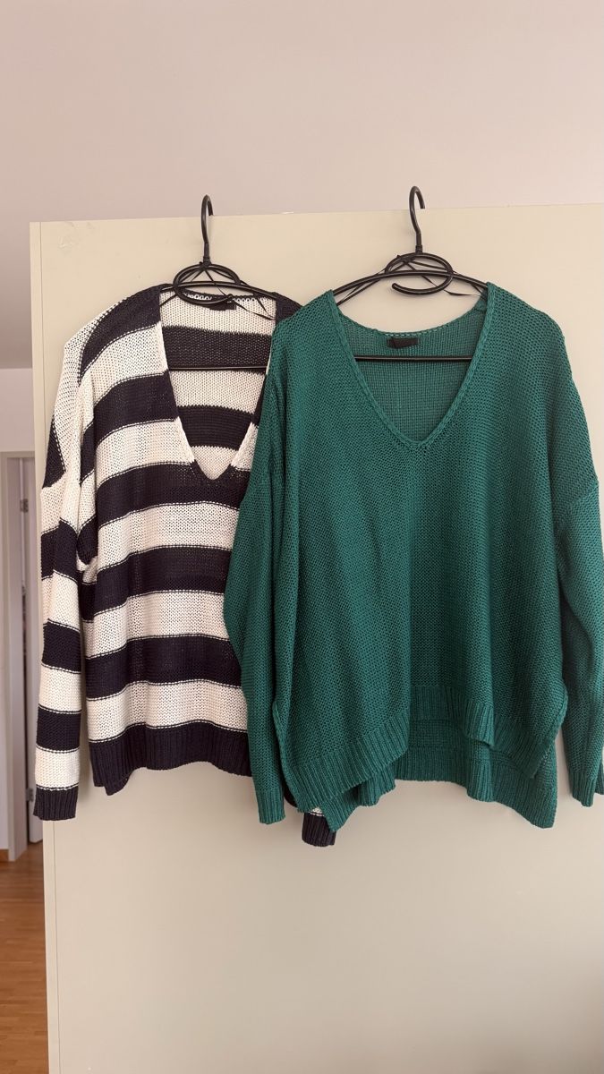 Lotti di vestiti: 2er-Set Strickpullover M/L– gestreift und grün – Usato da Winterthur venduto da -BeHappy24-