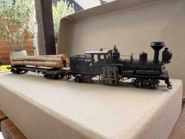 Modelleisenbahn Dampflokomotive mit Holztransport neuwertig