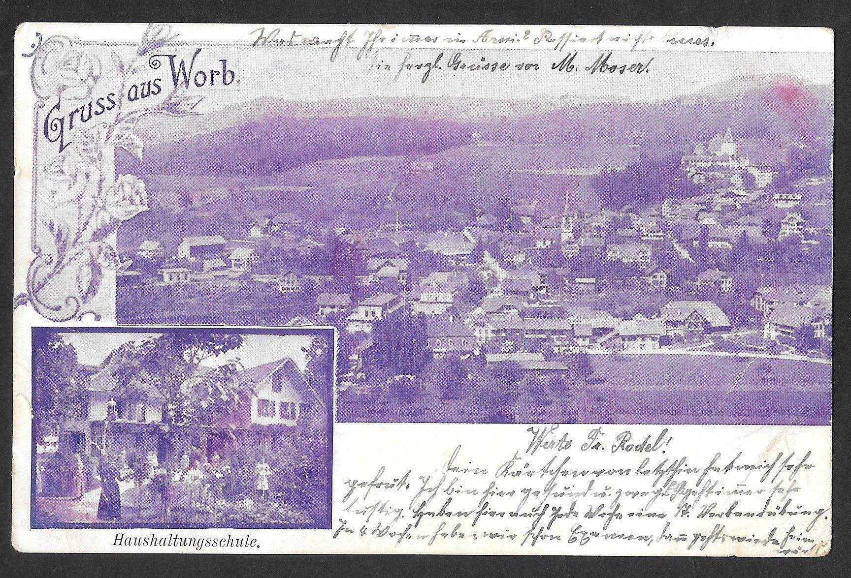 Cartes postales: Worb Gesamtansicht und Haushaltungsschule – D'occasion à Olten par clotaldi