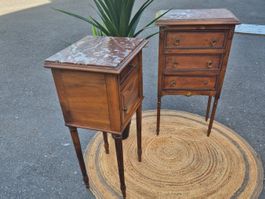 2 tables de nuit anciennes plateau marbre