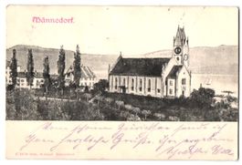 Relief-AK Männedorf, Kirche u. Häuser 