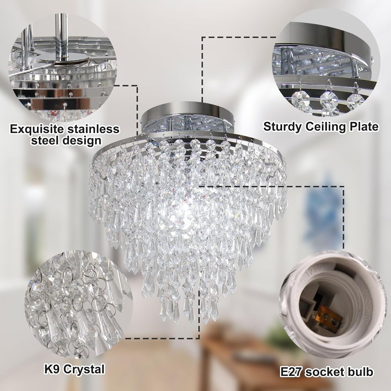 Lampadari & plafoniere: Kristall Deckenlampe Silber Deckenleuchte Kronleuchter NEU – Nuovo e nell'imballaggio originale da Wittenbach venduto da VELARO 4