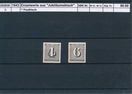 1943 Einzelwerte aus "Jubiläumsblock", ** postfrisch
