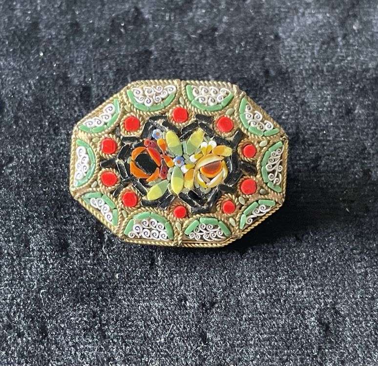 Broche Ancienne En Micromosaïque - Bijou Vintage Unique, Occasion