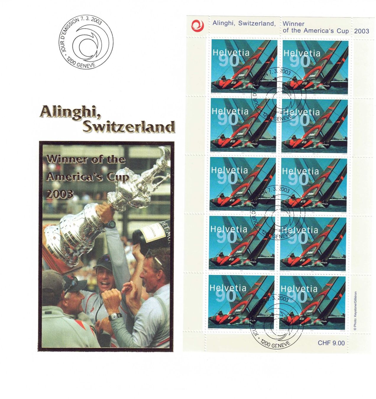 Tutti i francobolli: Alinghi Switzerland, Block FDC – Nuovo (secondo la descrizione) da Olten venduto da Pjotr8