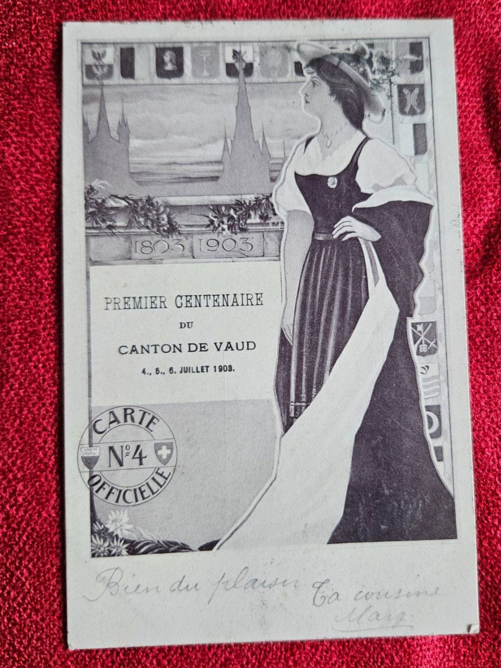 Cartoline postali: Carte postale Centenaire du Canton de Vaud  1908 – Usato da St-Barthélemy VD venduto da trak98p