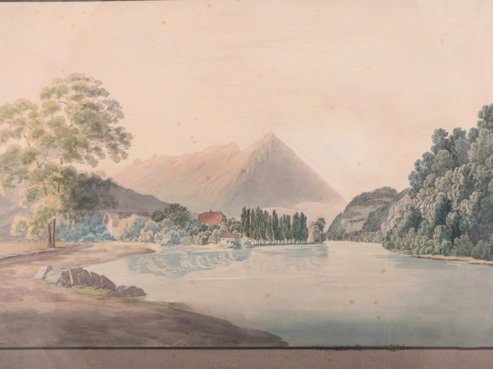 Gemälde: Aquarelle Thunersee mit Niesen 19jh. – Gebraucht aus Noville von novar 1