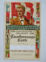 Schützenverein Anerkennungs- Karte 1936