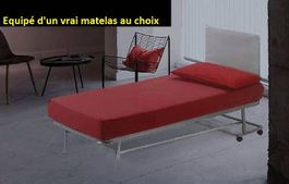 Lit pliant sur roulettes. Une exclusivité pour vos visites