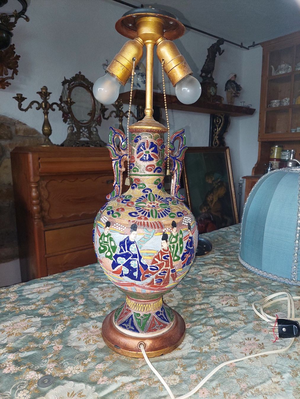 Lampade: Japanische Satsuma- Keramik Lampe – Usato da Siblingen venduto da rantiques 3