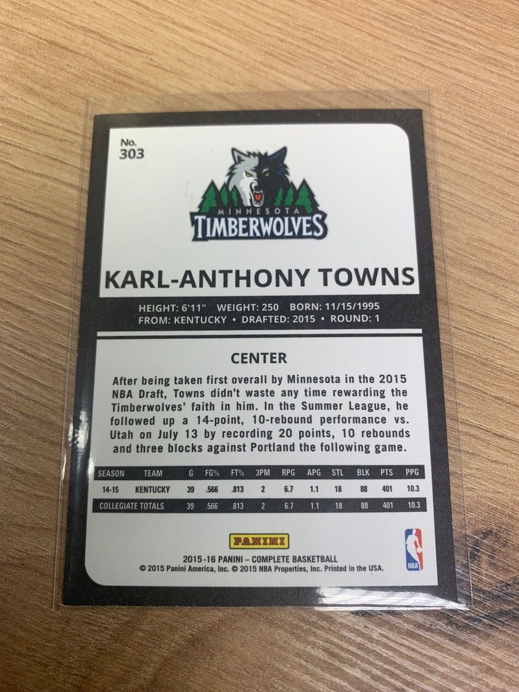 Cartoline: NBA Complete 15 Karl-Anthony Towns RC – Usato da Netstal venduto da Clutch79Cardz 1