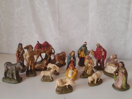 Krippenfiguren für Weihnacht 17 Stk. Gips, Gebr. Schultheiss