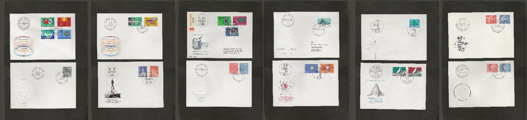 Alle Briefmarken: Schweiz 12 FDC 1959 bis 1967 – Gebraucht aus Au ZH von xelagreb01