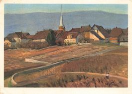 Cortaillod NE – Dorfblick mit Kirche, Gemälde G