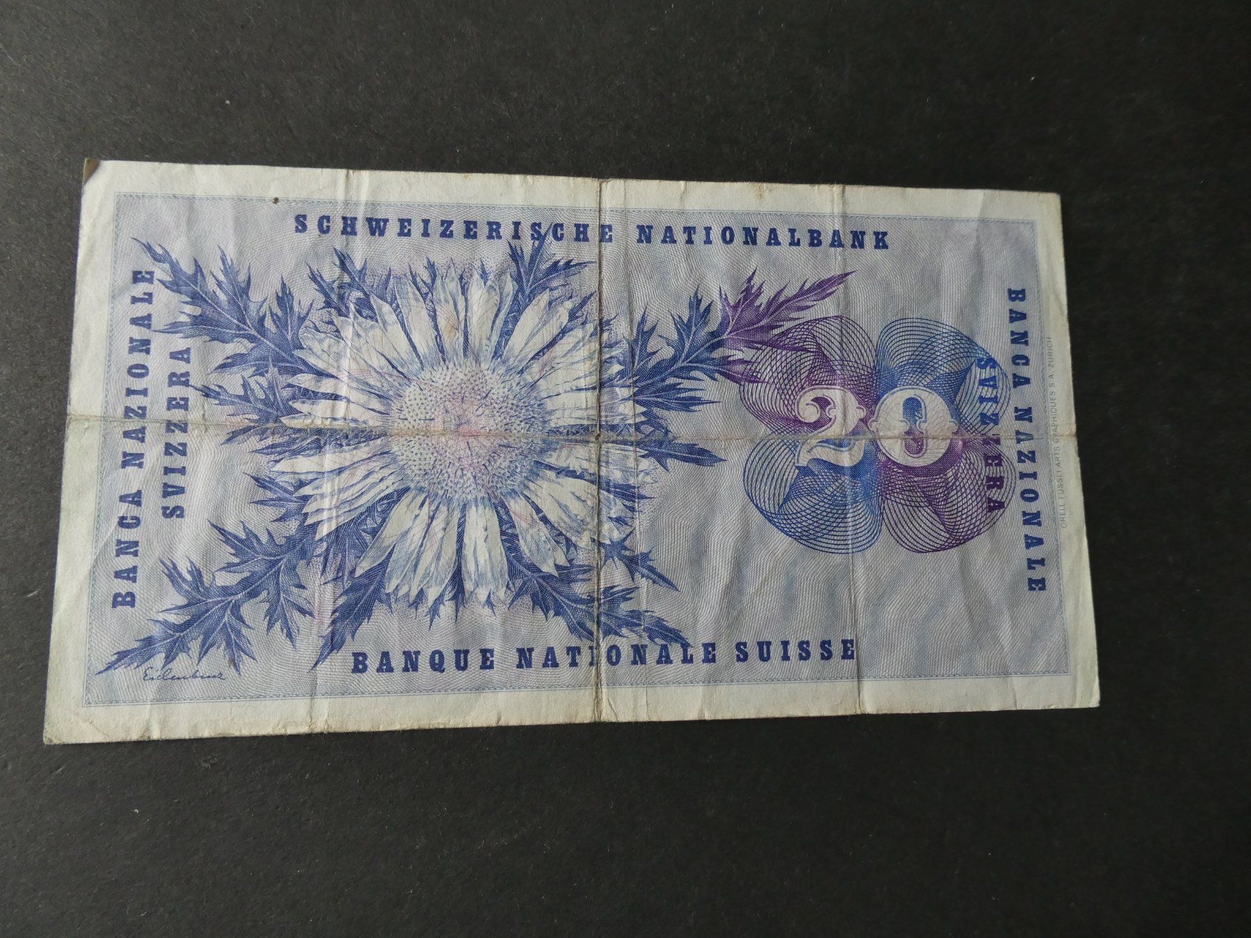 Banconote: Schweiz 1973, 20 Franken – Usato da Hinterforst venduto da Rohusri 1