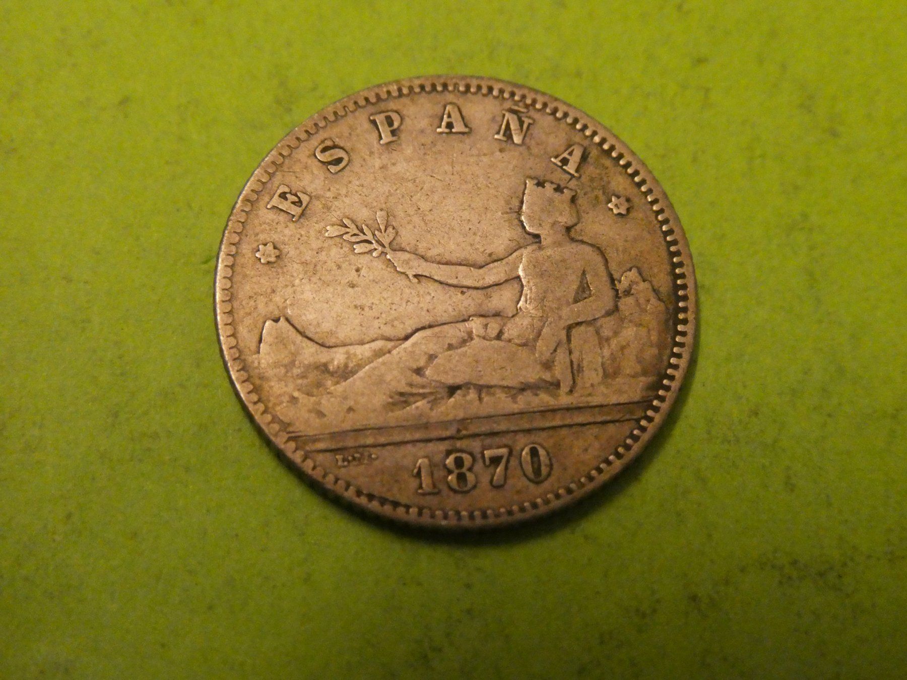Tutti le monete: Spanien 1870, 1 Peseta   Silber – Usato da Hinterforst venduto da Rohusri
