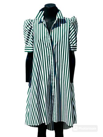 Hemdkleid grün-weiss gestreift Gr. S 38