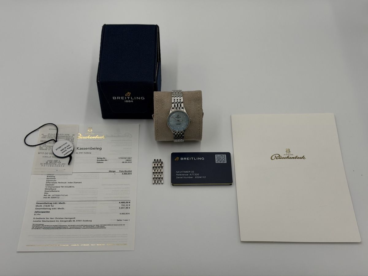 Breitling Orologi: Breitling Navitimer 32mm Stahl - Full Set 2023 + Quitting  – Usato da Wil SG venduto da rappwatches 5