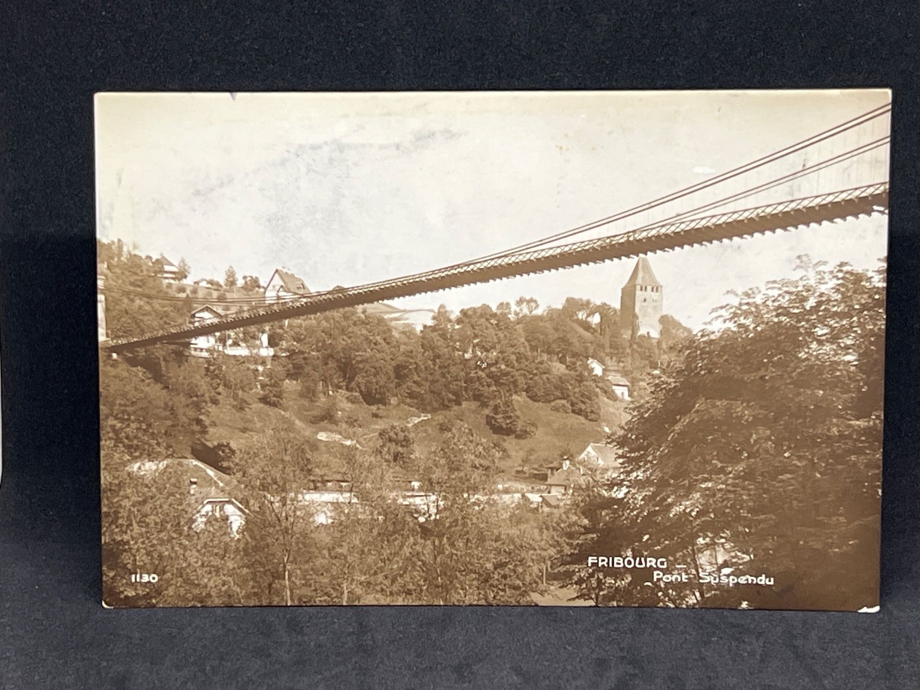 Cartoline postali: Fribourg - Pont suspendu – Usato da Widnau venduto da Brusi9