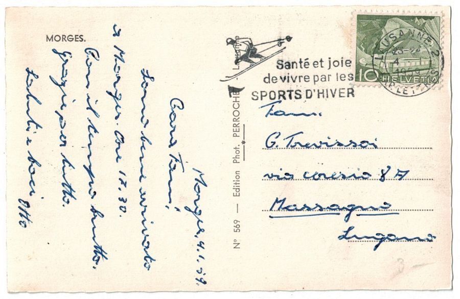 Cartoline postali: Morges, le port, circulée 1959 – Usato da Frauenfeld venduto da POML 1