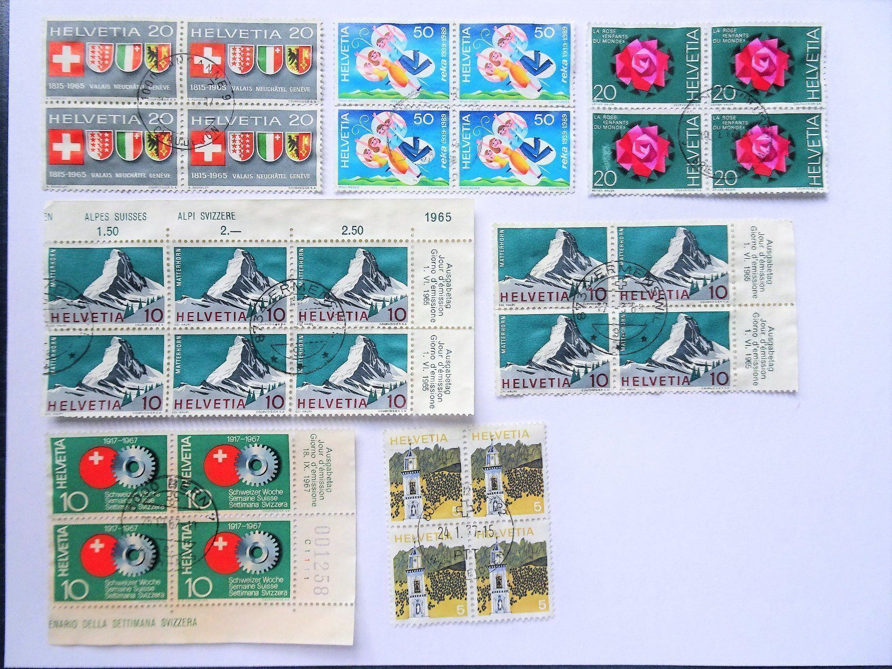 Alle Briefmarken: Div. 4er-Blocks – Gebraucht aus Aadorf von Chnorli-Furz