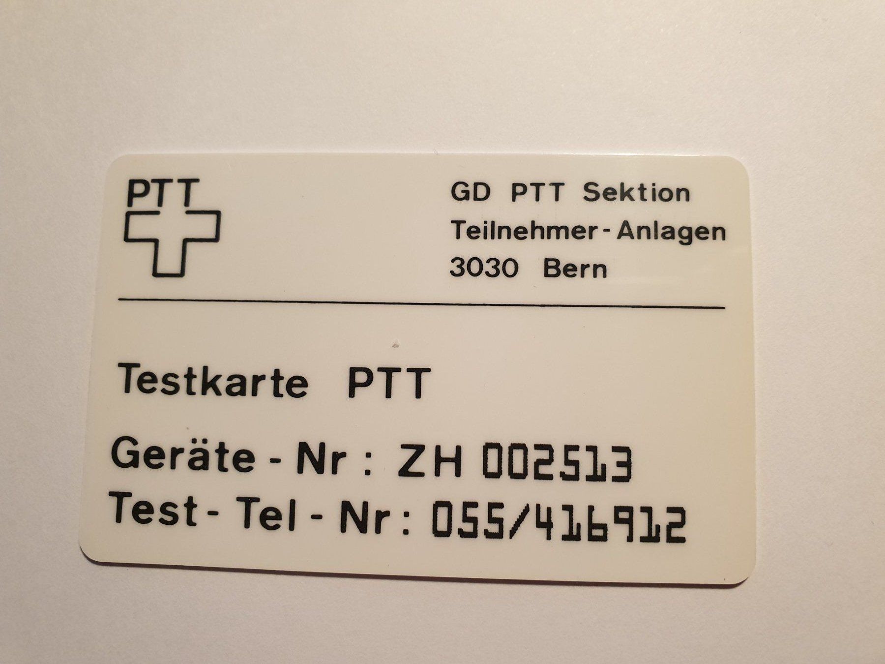Schede telefoniche: Testkarte PTT – Usato da Rain venduto da chesz