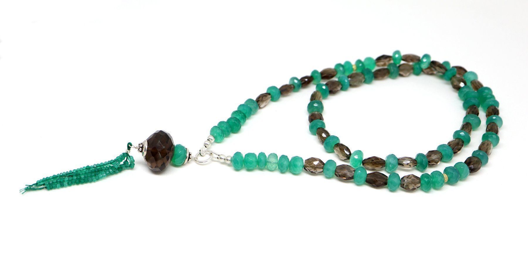 Catenine: Sautoir ONYX VERT & Quartz Fumé – Argent 925 – Fait en Suiss – Nuovo e nell'imballaggio originale da Lausanne venduto da Ory7