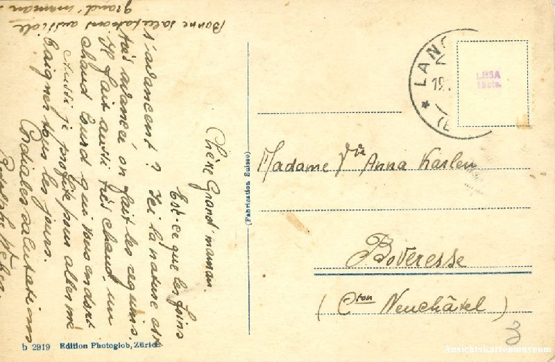 Cartoline postali: Langnau - i.E. + ca. 1925 – Usato da Emmenbrücke venduto da teestube 1