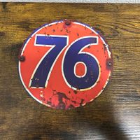 76 Tankstelle – Vintage-Blechschild (∅20 cm)
