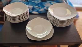 Essgeschirr Set weiss quadratisch 24-teilig. Neu