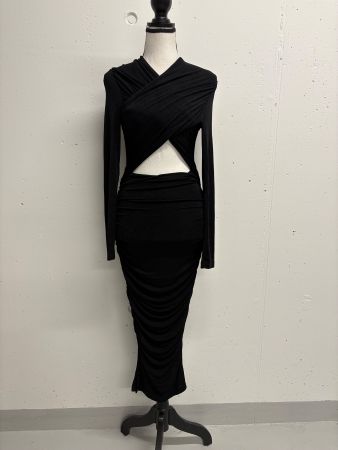 &other stories schwarzes Kleid mit Cut-Out Gr. XS Midikleid