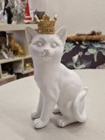 Katze Weiss mit Krone Gold