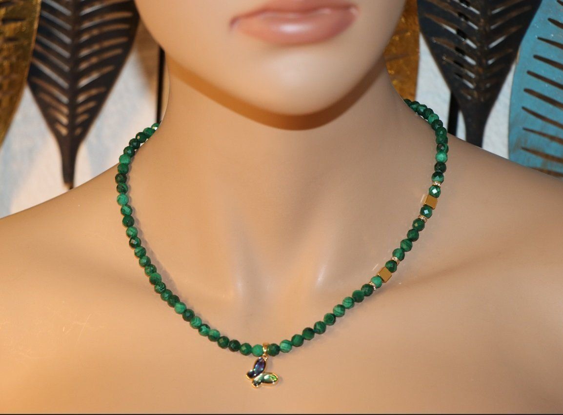 Catenine: Malachit Kette Halskette Collier Edelstein Halsschmuck 45 cm – Nuovo (secondo la descrizione) da Rotkreuz venduto da beltraum 3